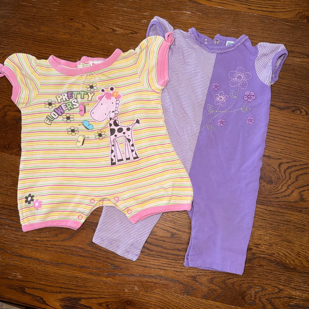 Little Me Yellow and Purple Kids One Pieces